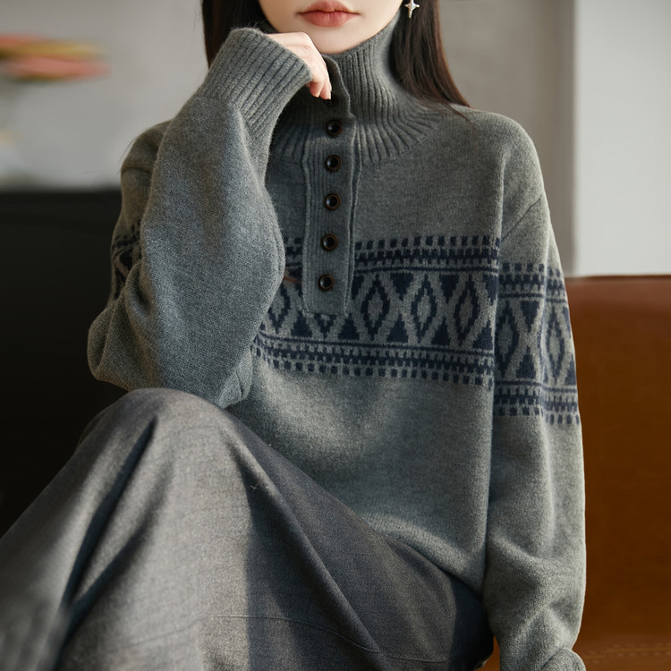 络纱服饰&YLW8821---新款费尔岛套头-羊毛衫批发-女装批发-衣衫汇